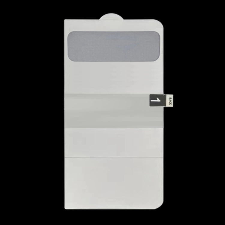 Hydrogel back screen protector film sheet with release tab, clear protective cover