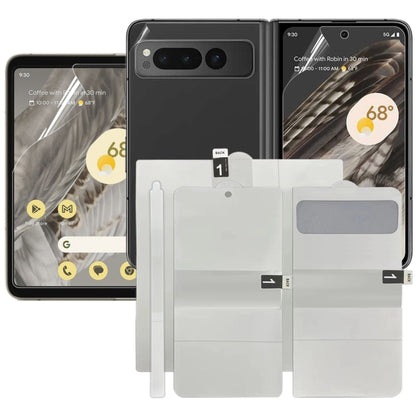 Hydrogel screen protector set for Pixel Fold: front, back, inner screen covers