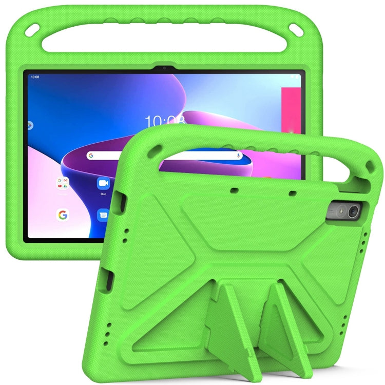 Green EVA shockproof tablet case with built-in kickstand and handle holder