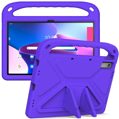 Purple EVA shockproof tablet case with built-in kickstand and handle holder