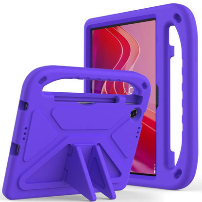 Purple EVA shockproof tablet case with built-in kickstand and handle holder