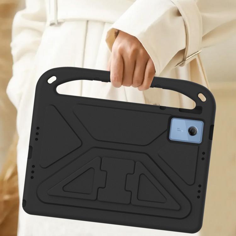 Black EVA tablet case with handle, kickstand, and camera opening