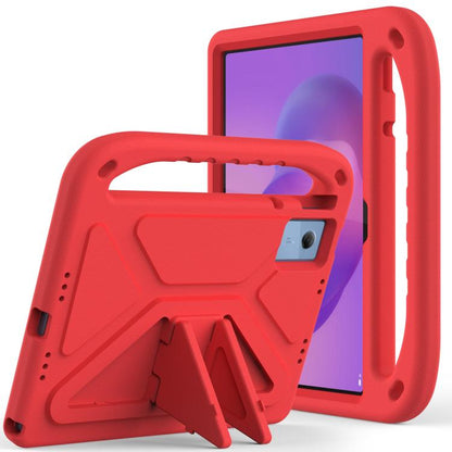 Red EVA shockproof tablet case with built-in handle and kickstand