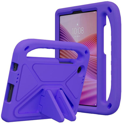 Shockproof EVA tablet case with holder, royal blue, with built-in stand and grip handle.