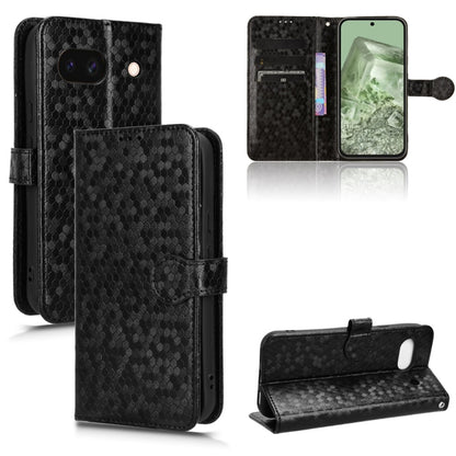 Black honeycomb dot leather folio phone case with card slots and stand