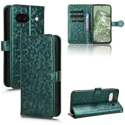Green honeycomb dot leather folio phone case with card slots and stand
