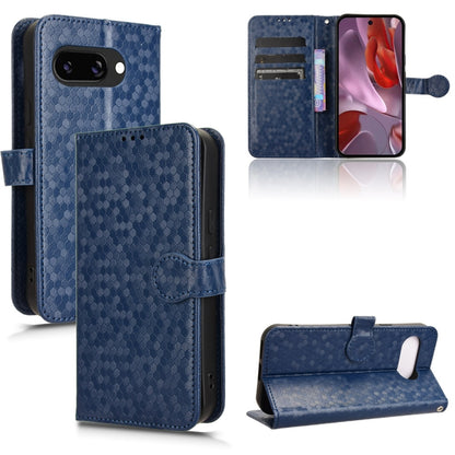 Honeycomb dot leather phone case wallet with card slots and kickstand, navy blue