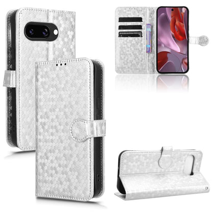 Honeycomb dot leather phone case wallet with card slots and kickstand, light silver