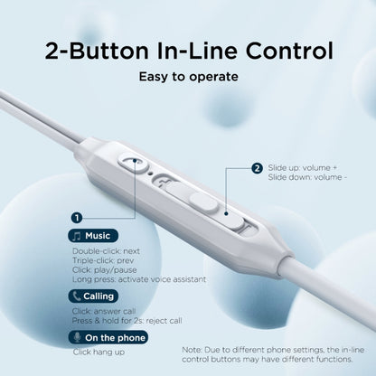 White inline control remote on wired earphone cable