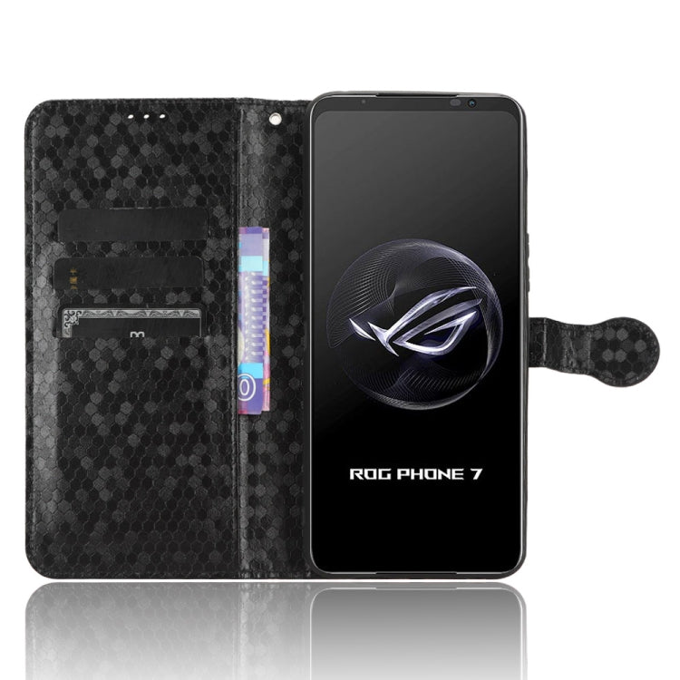 Black honeycomb-dot leather wallet phone case with card slots and flip cover