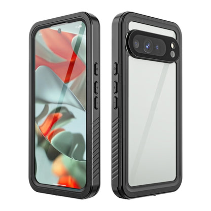 Shockproof waterproof phone case with clear screen cover and black protective frame