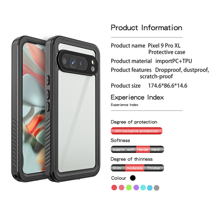 Protective phone case shown open front and back view with camera cutout, black