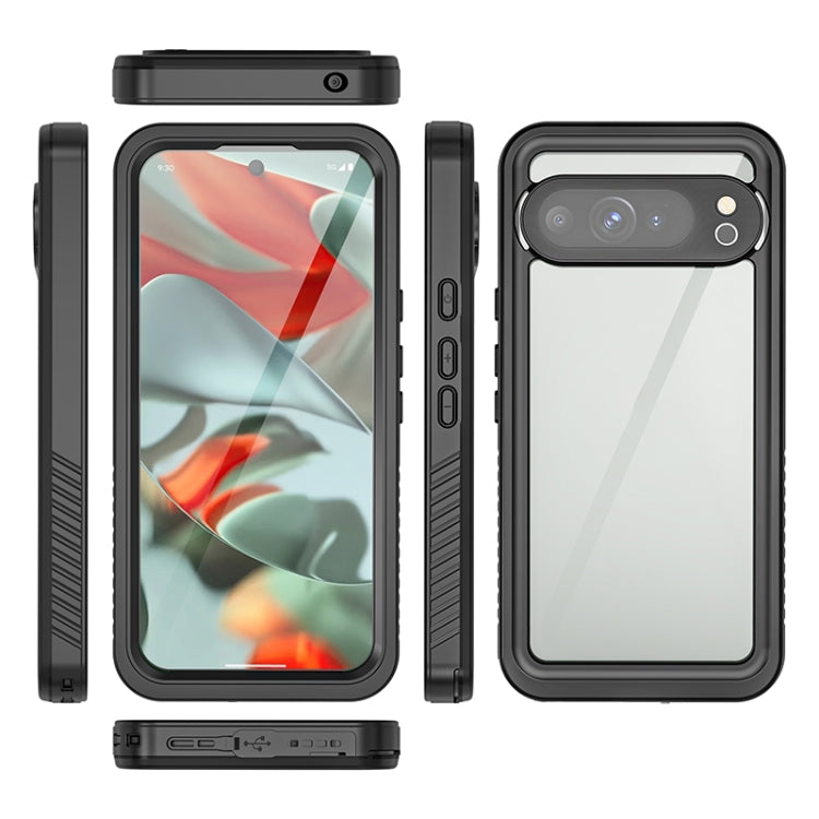 Black rugged waterproof phone case with clear front and rear camera opening