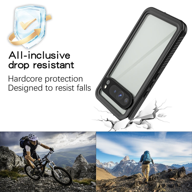 Drop-resistant phone case with clear screen, black frame, and camera cutout