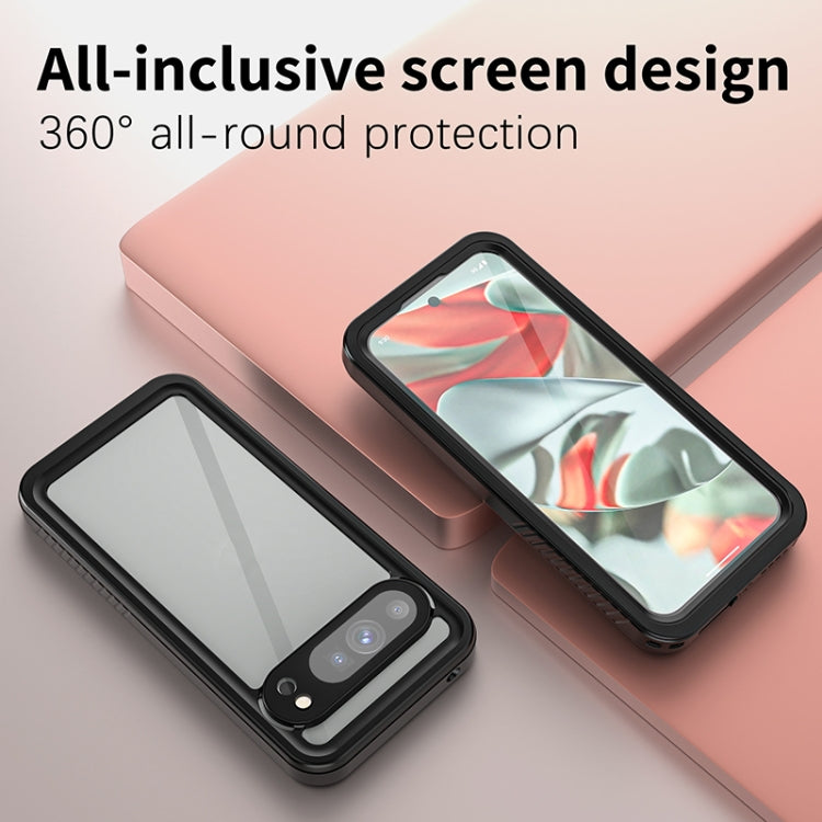 360-degree rugged phone case with clear screen cover and black shock-absorbing edges
