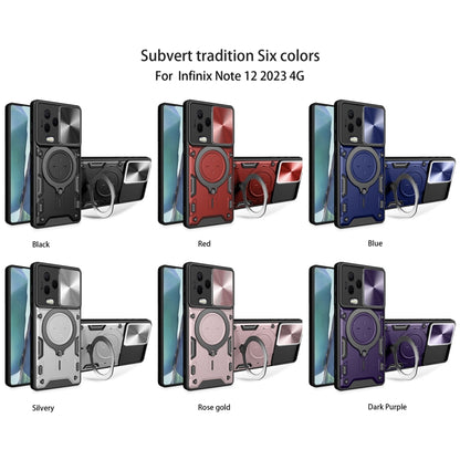 Phone case set in black, red, blue, silver, rose gold, and dark purple with stand