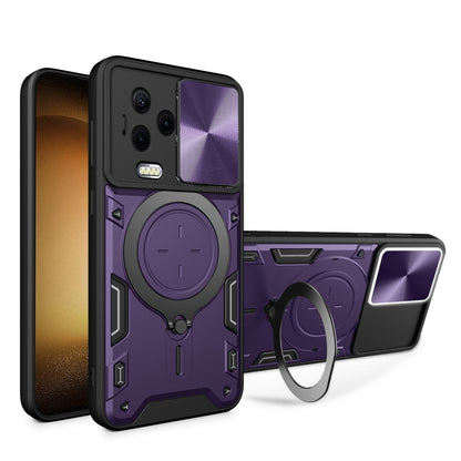Phone case with CD texture, sliding magnetic ring holder, for Infinix Note 12 4G