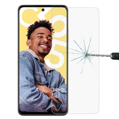 Tempered glass screen protector for smartphone, with impact crack illustration