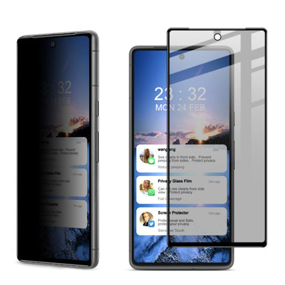 Full-screen tempered glass screen protector film for smartphone display, clear front view