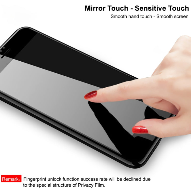Mirrored privacy tempered glass screen protector on smartphone, smooth touch