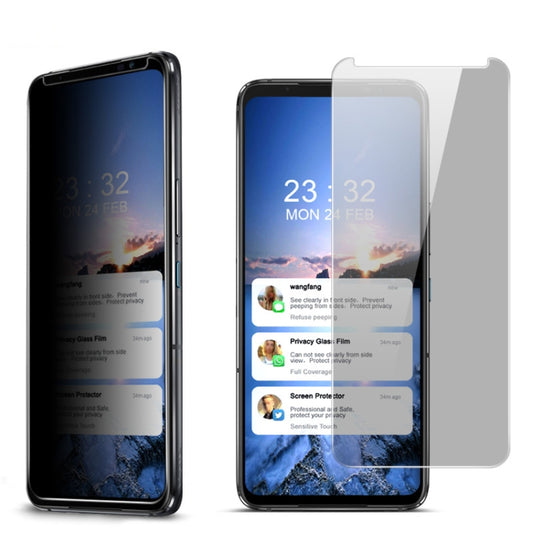 Anti-spy tempered glass screen protector film for smartphone, privacy overlay