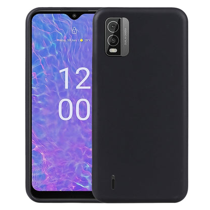 Black TPU phone case with camera cutout and bottom speaker opening on a phone
