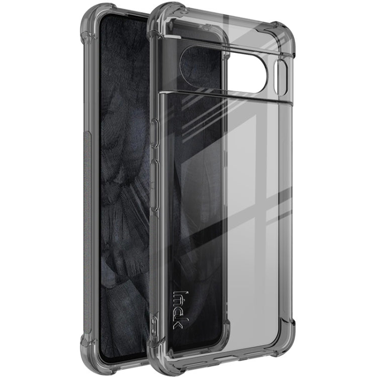 Transparent TPU phone case with dark edges and raised corners, shockproof design