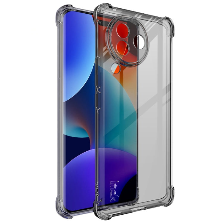 Transparent shockproof TPU phone case with raised corners and camera cutout