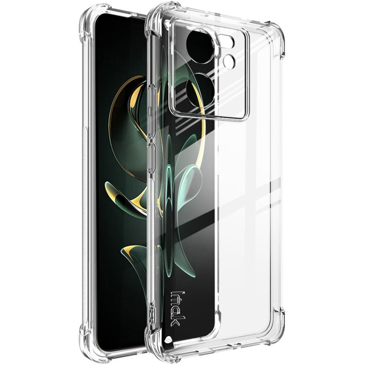 Shockproof TPU phone case, clear with raised camera bezel and textured bumper edges