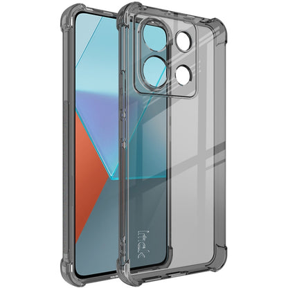 Shockproof TPU phone case, transparent black with raised camera bezel and ports