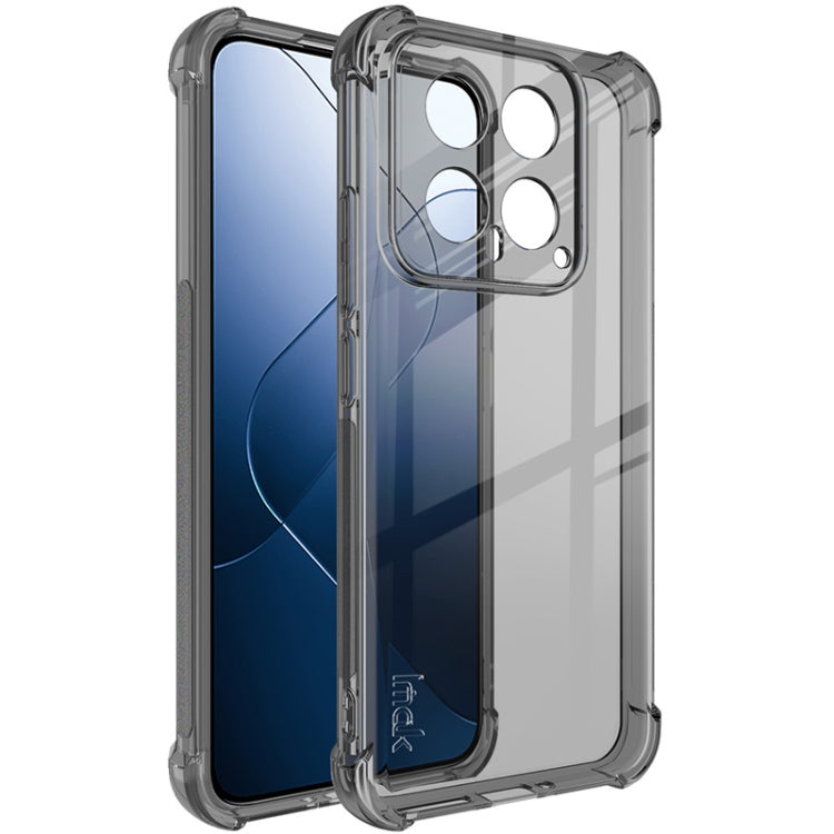 Shockproof TPU airbag phone case, transparent with dark gray bumper and lens guard