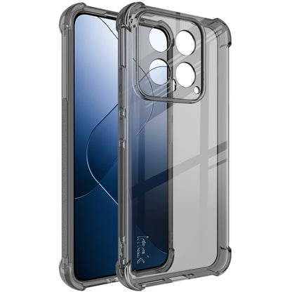Shockproof TPU airbag phone case, transparent with dark gray bumper and lens guard