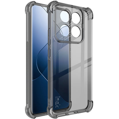 Shockproof TPU airbag phone case, transparent with gray bumper and camera cover