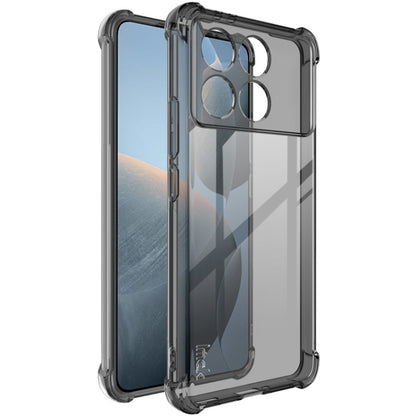 Shockproof TPU phone case, transparent black with clear camera window and slim profile