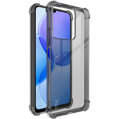 Shockproof TPU phone case, smoke gray transparent with raised camera guard and impact corners