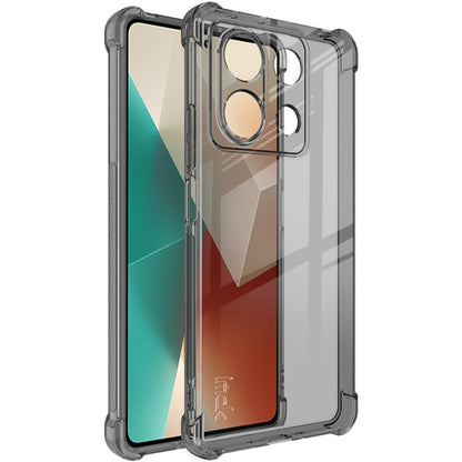 Shockproof TPU airbag phone case, transparent gray bumper with camera lens guard