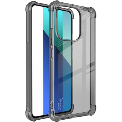Shockproof TPU phone case, clear dark gray with raised camera guard and corner protection