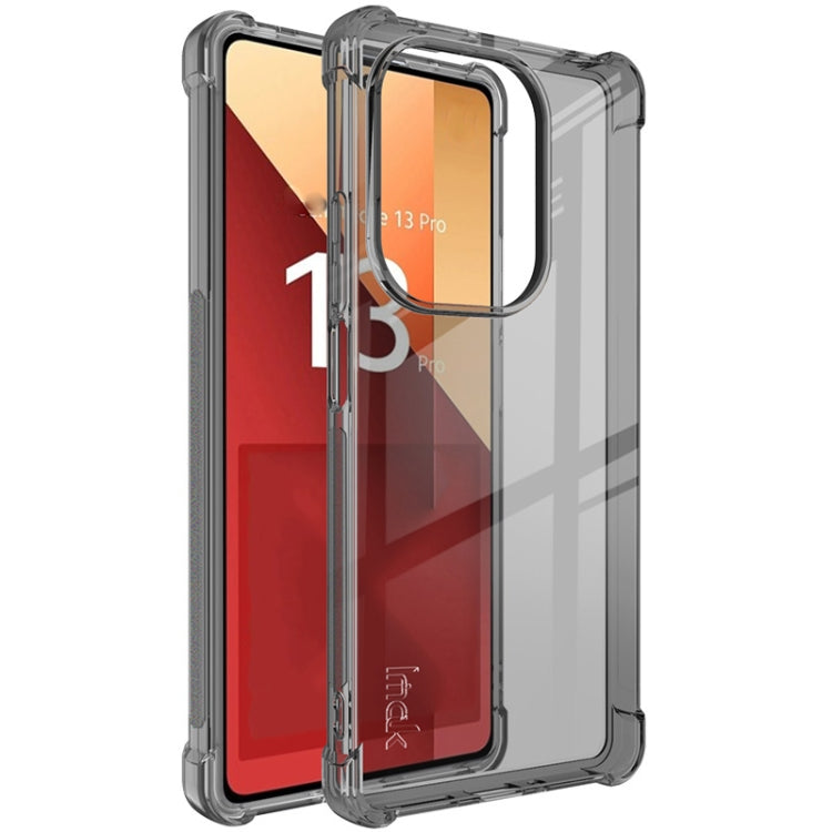 Shockproof TPU phone case, transparent black with clear camera window and side buttons