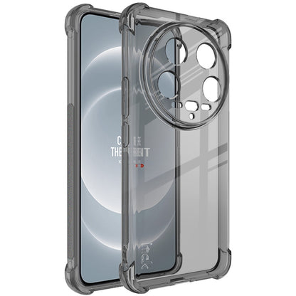 Shockproof TPU phone case, smoke gray transparent with raised camera guard and impact bumpers