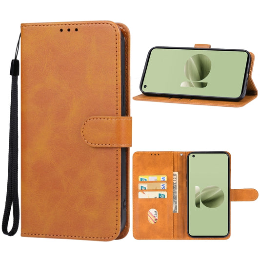 Brown leather folio phone case with wrist strap, flip cover, and card slots