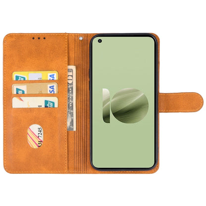 Brown leather folio phone case open with card slots and phone screen window