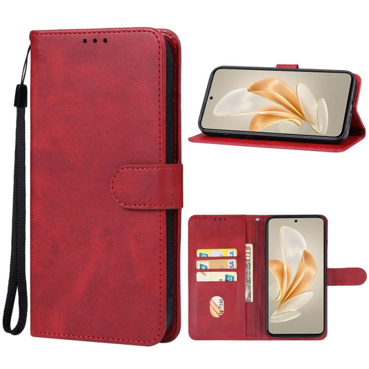 Red leather folio phone case with flip cover and side wrist strap