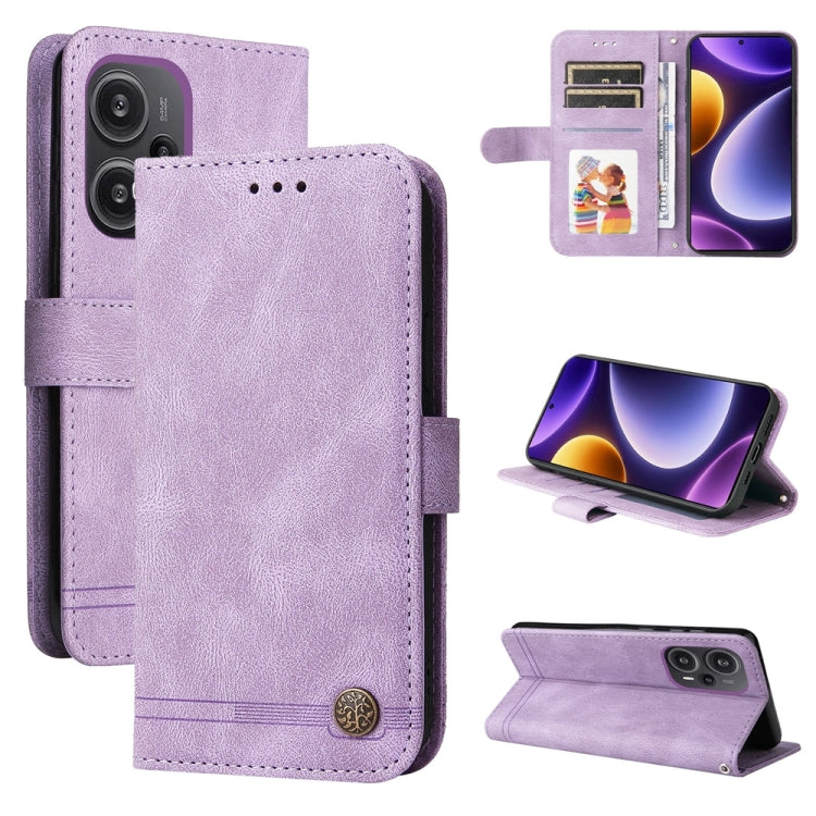 Lavender leather wallet phone case with card holder and kickstand view