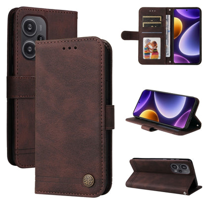 Brown leather wallet phone case with card holder and kickstand view