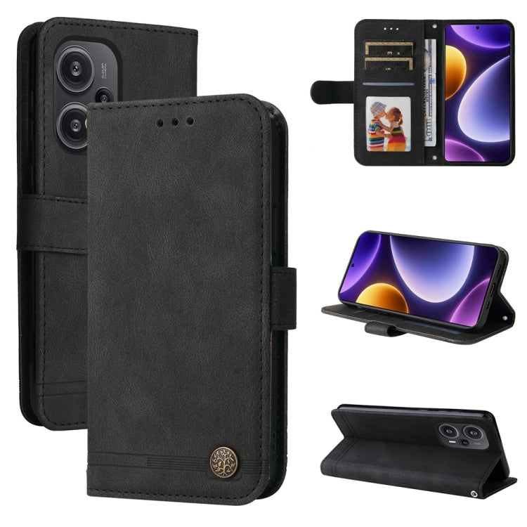 Black leather wallet phone case with card holder and kickstand view