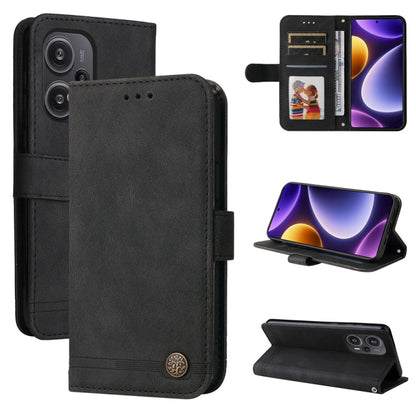 Black leather wallet phone case with card holder and kickstand view
