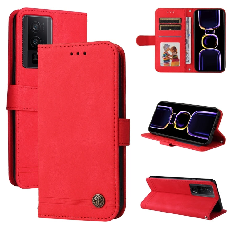 Red leather wallet phone case with card slots and magnetic fold cover.