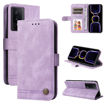 Lavender leather wallet phone case with card slots and magnetic fold cover.
