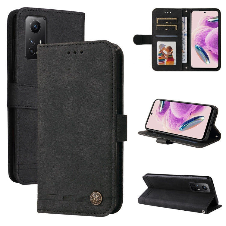 Black leather wallet phone case with card slots and built-in stand flap.