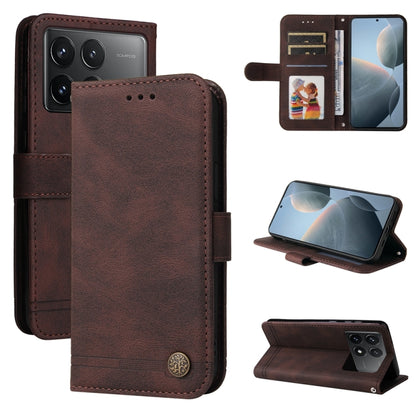 Brown leather wallet phone case with card holder and front cover